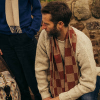 Garnet Merino Check Scarf