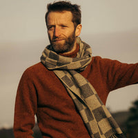 Pewter Merino Check Scarf