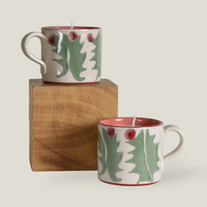 Holly Candle Mug Pair