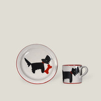 Red Scottie Dog Santa Small Mug & Side Plate